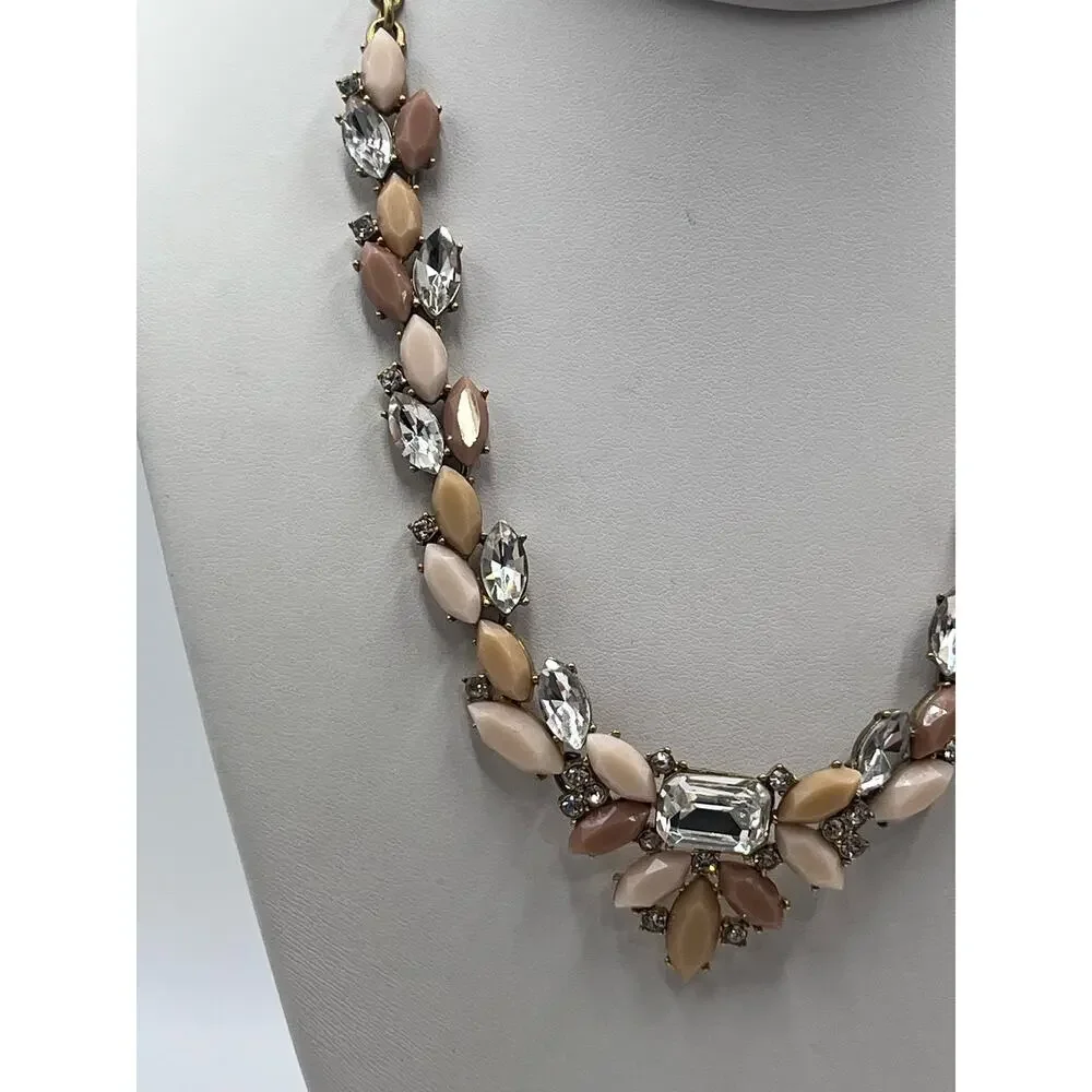 J.‎ Crew Pink, Beige, Blush Marquis Stones Crystals Pointed Vine Necklace